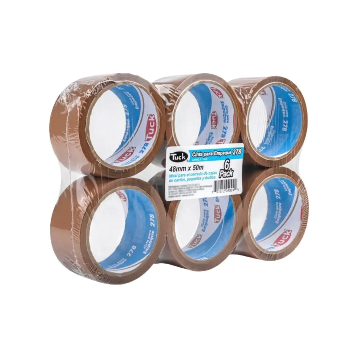 6Pz CINTA CANELA DE EMPAQUE CHAROLA 48mm x 50m 278C Tuk - Tuck