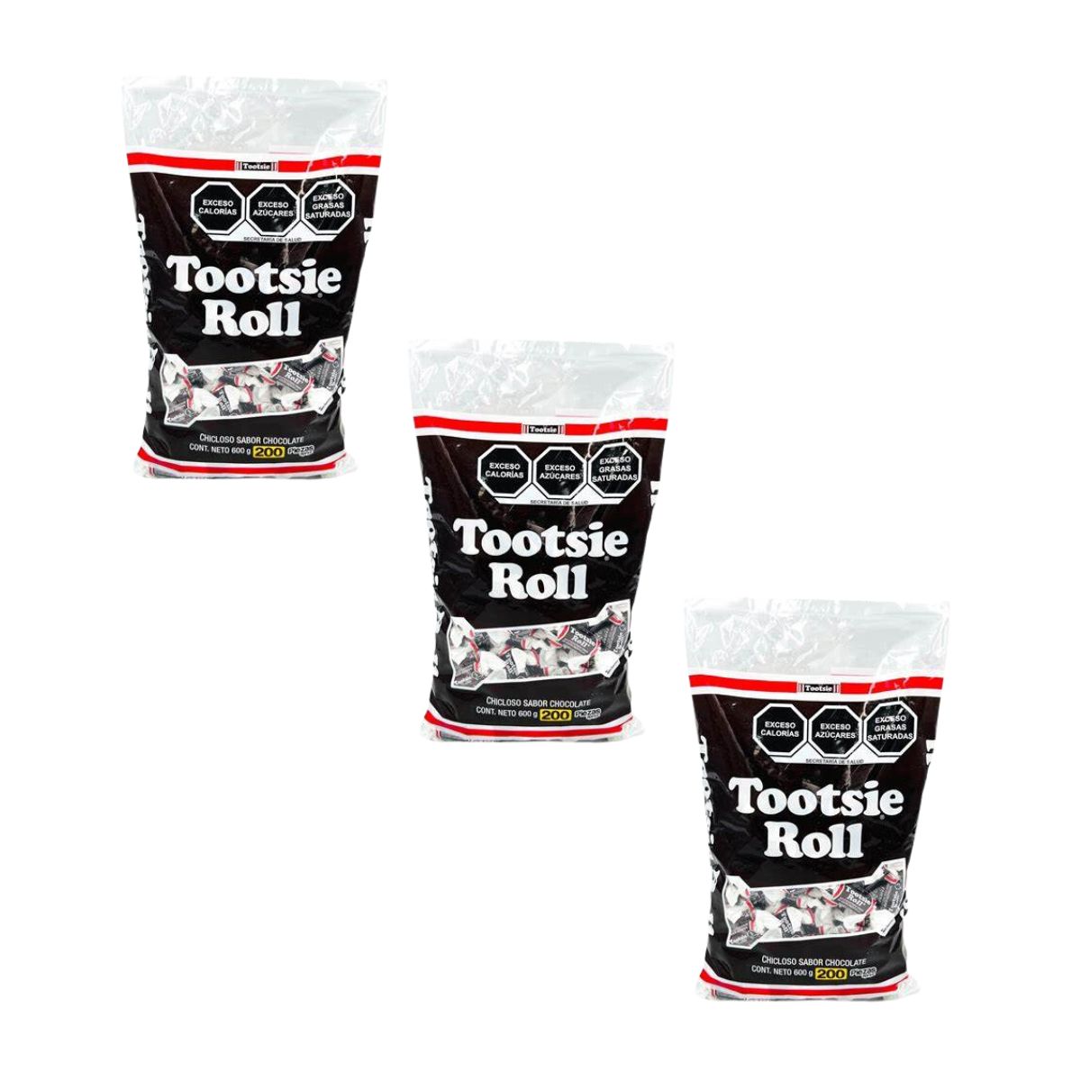 Pack 3 Bolsa Chicloso Tootsie Roll Sabor Chocolate 200pz C/u