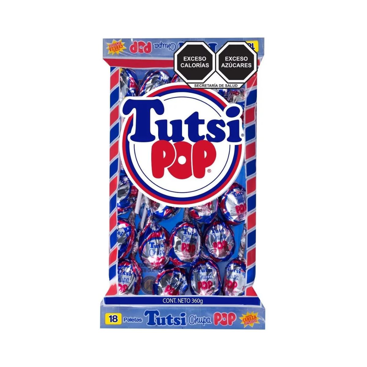 18 Paletas Chupa Pop Sabor Cereza Tutsi 20gr C/u Caramelo