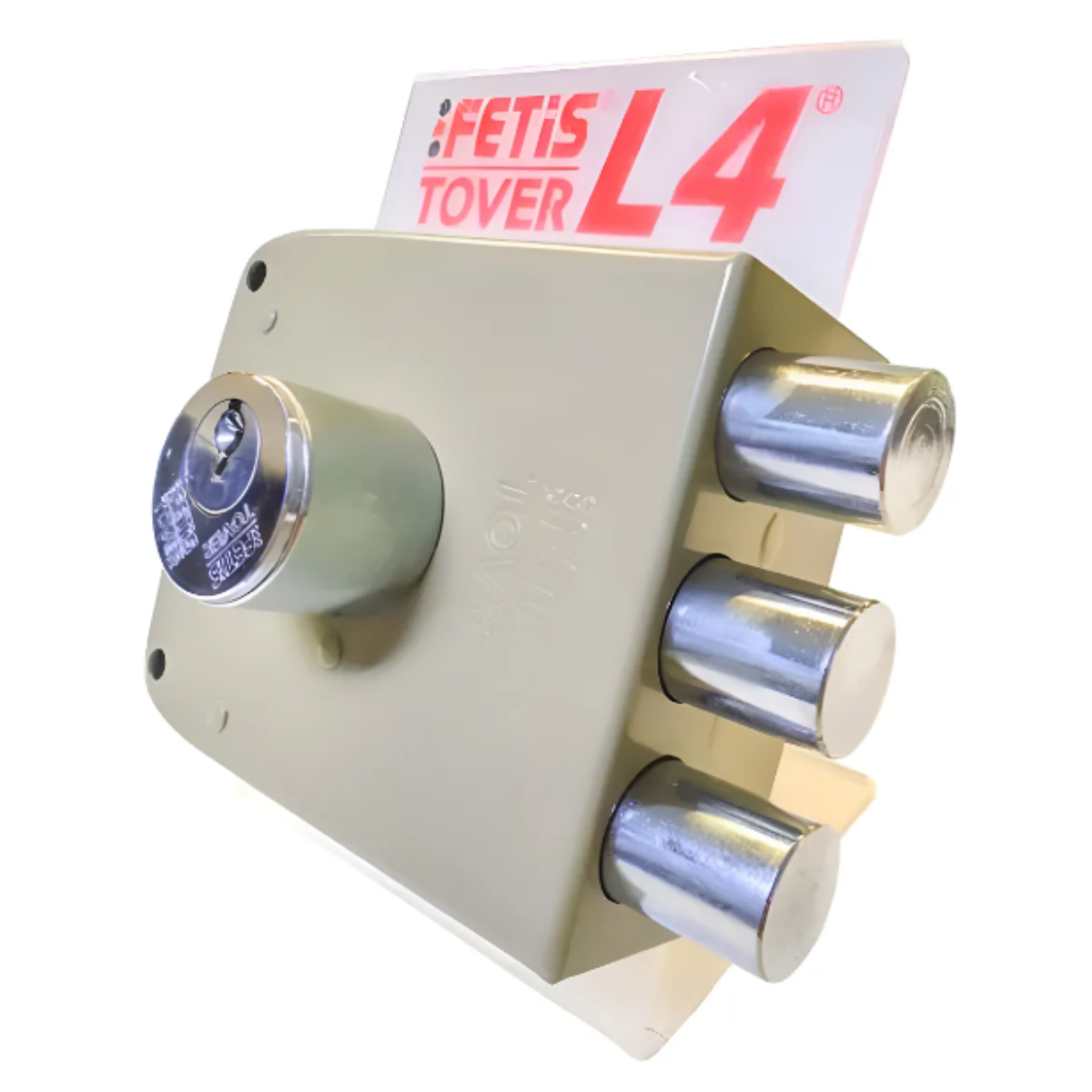 Cerradura Sobreponer Tover L-4cp Pintada 3 Bulones Gris