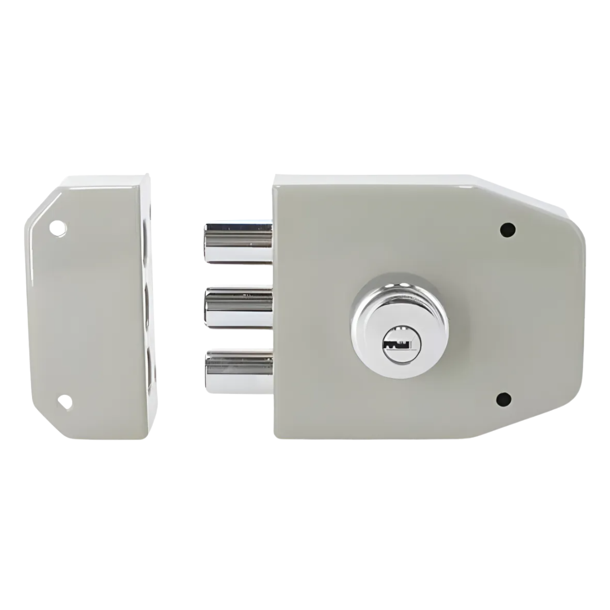 Cerradura Sobreponer Tover Pintada S200p Doble Cilindro Gris