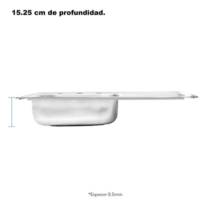 Tarja Sencilla Sobreponer Escurridero Derecho Meer 80 × 50 × 15 cm INNER - CNX - vista trasera