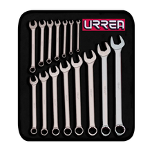 Juego de llaves combinadas satinadas en pulgadas, 12 puntas, 15 piezas en estuche