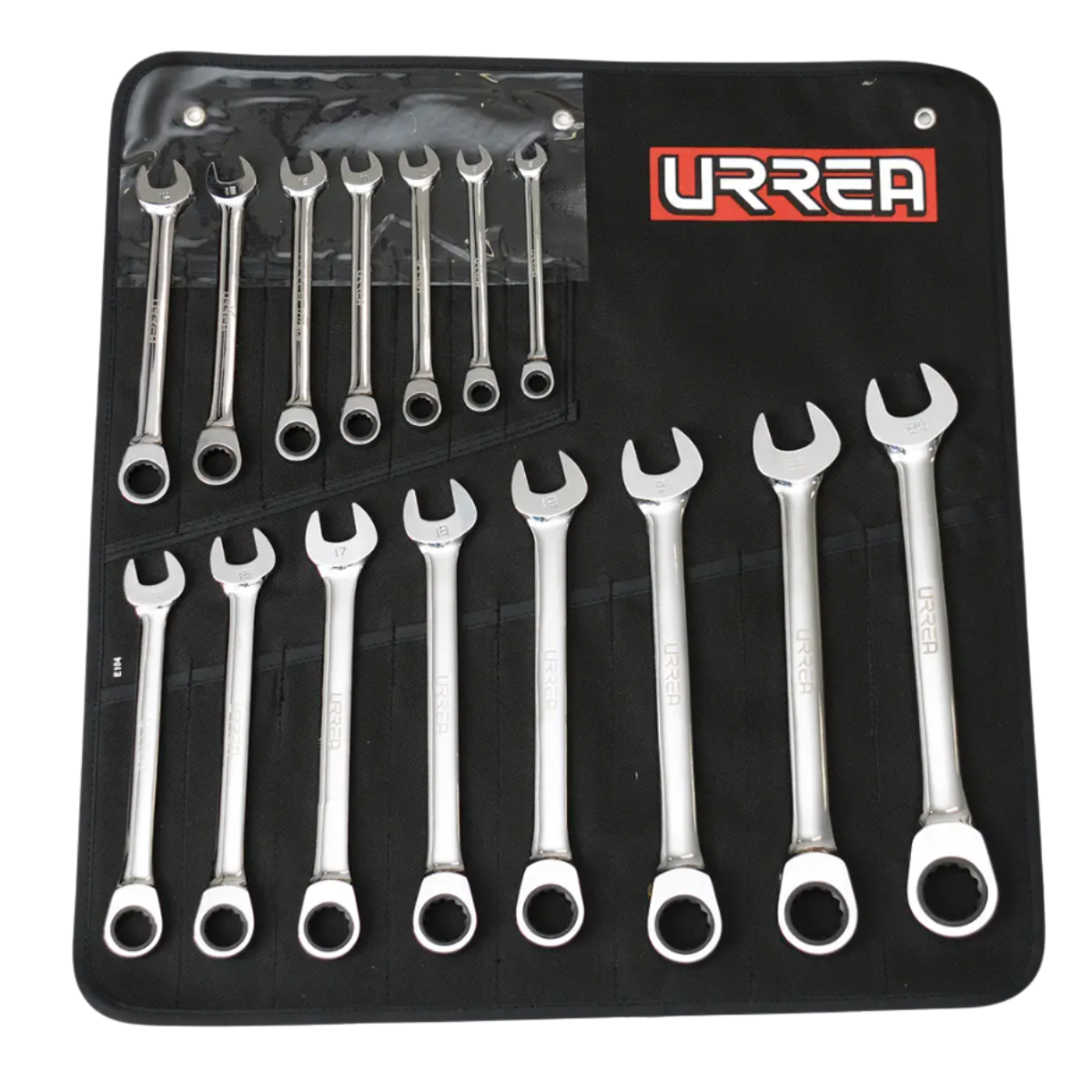 Juego de llaves combinadas pulido espejo de matraca en pulgadas,12 puntas,12pz en estuche