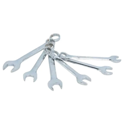 Juego de llaves combinadas cortas pulido espejo en pulgadas, 12 puntas, 6 pz en rack - Lock - vista lateral