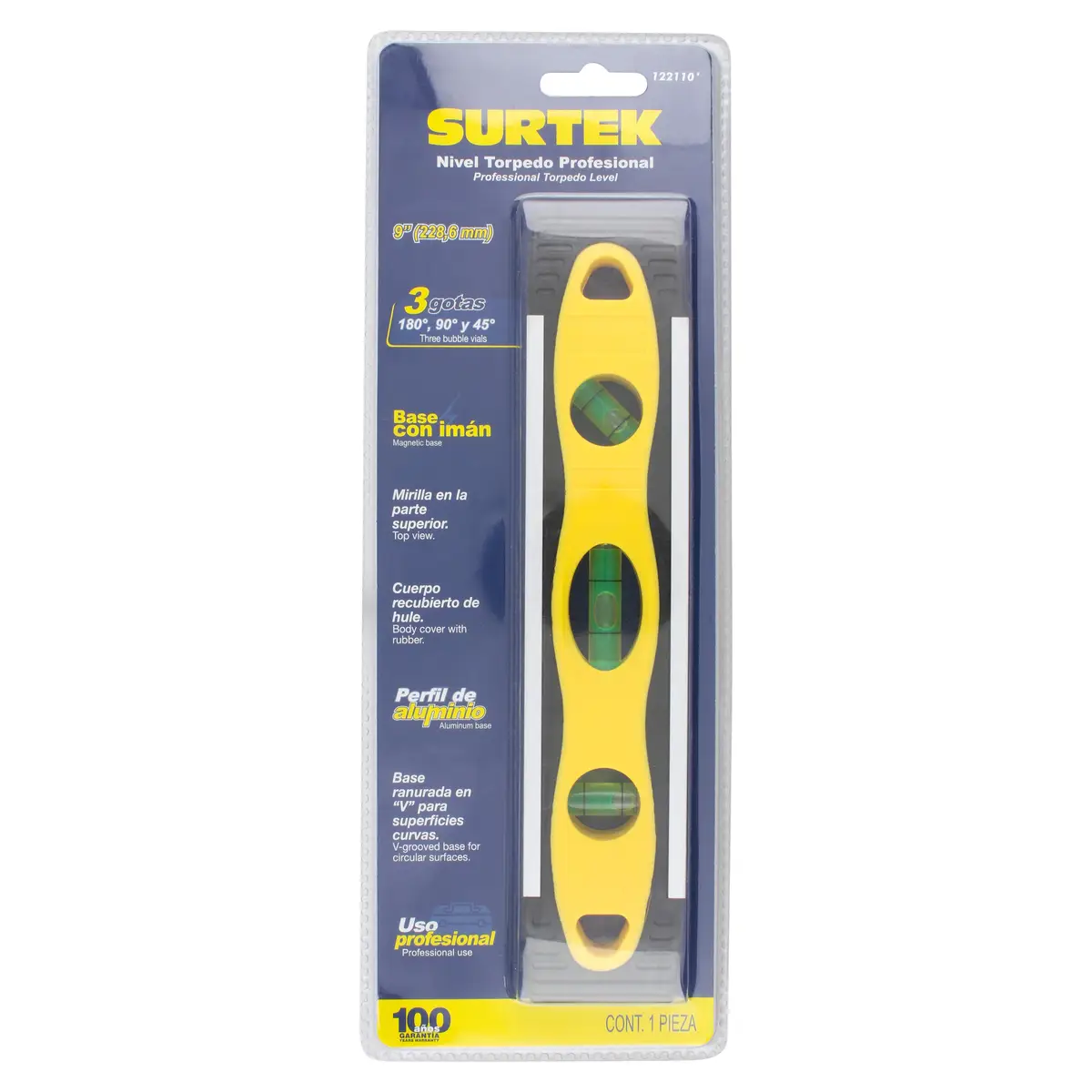 Nivel Torpedo Magnetico 122110 Surtek 9Pulg