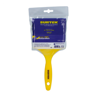 Brocha de Cerdas Naturales con Mango Plastico 4" Surtek