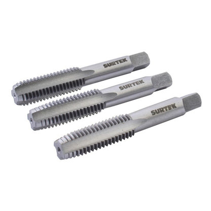 Juego de 3 Machuelos de Acero al Carbón 3/8"- 16NC Surtek