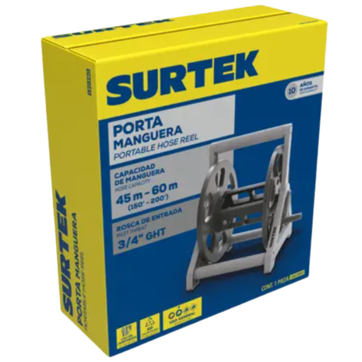 Porta manguera de piso, capacidad de 60m