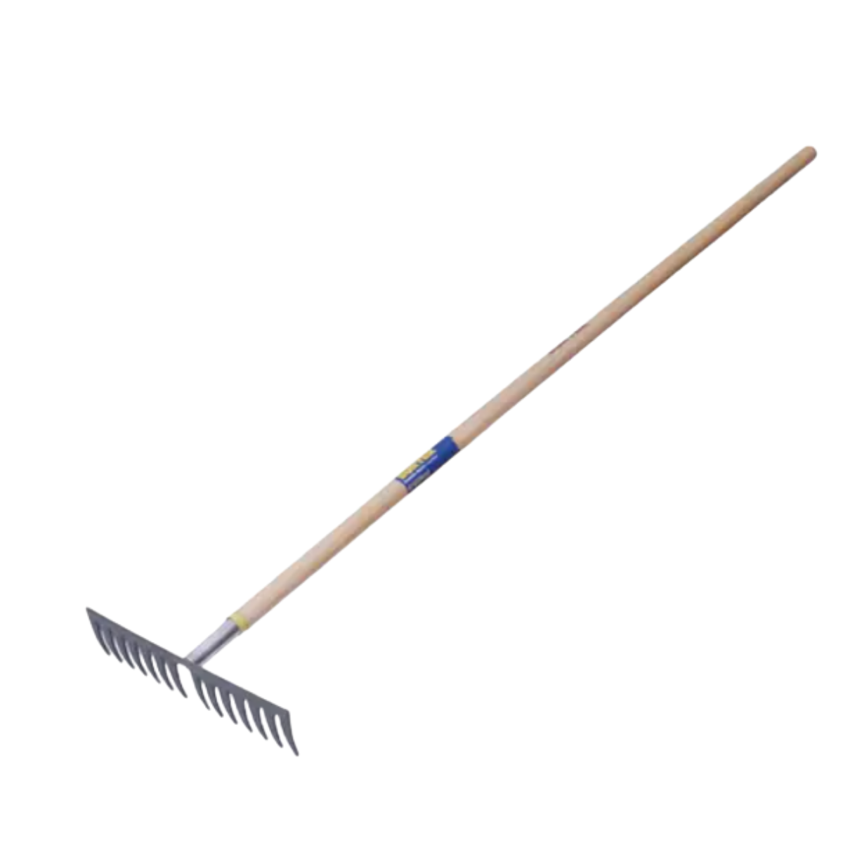 Rastrillo curvo para jardín con mango de madera 60,16 dientes