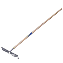 Rastrillo curvo para jardín con mango de madera 60,16 dientes