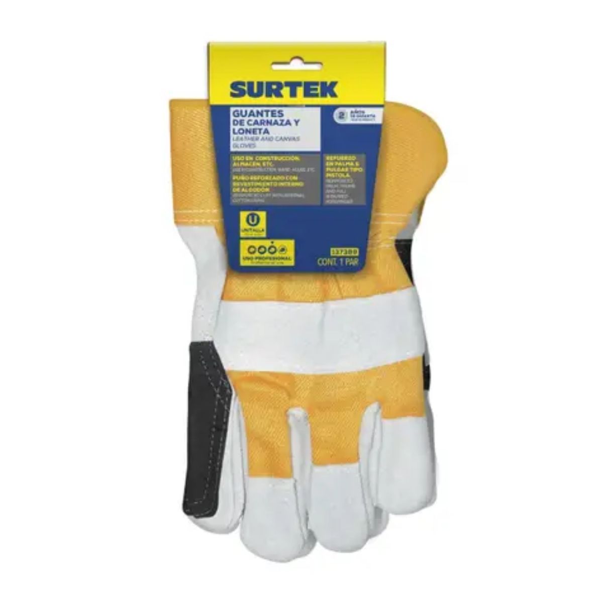 Guantes c/ Carnaza Loneta Surtek Reforzados Unitalla