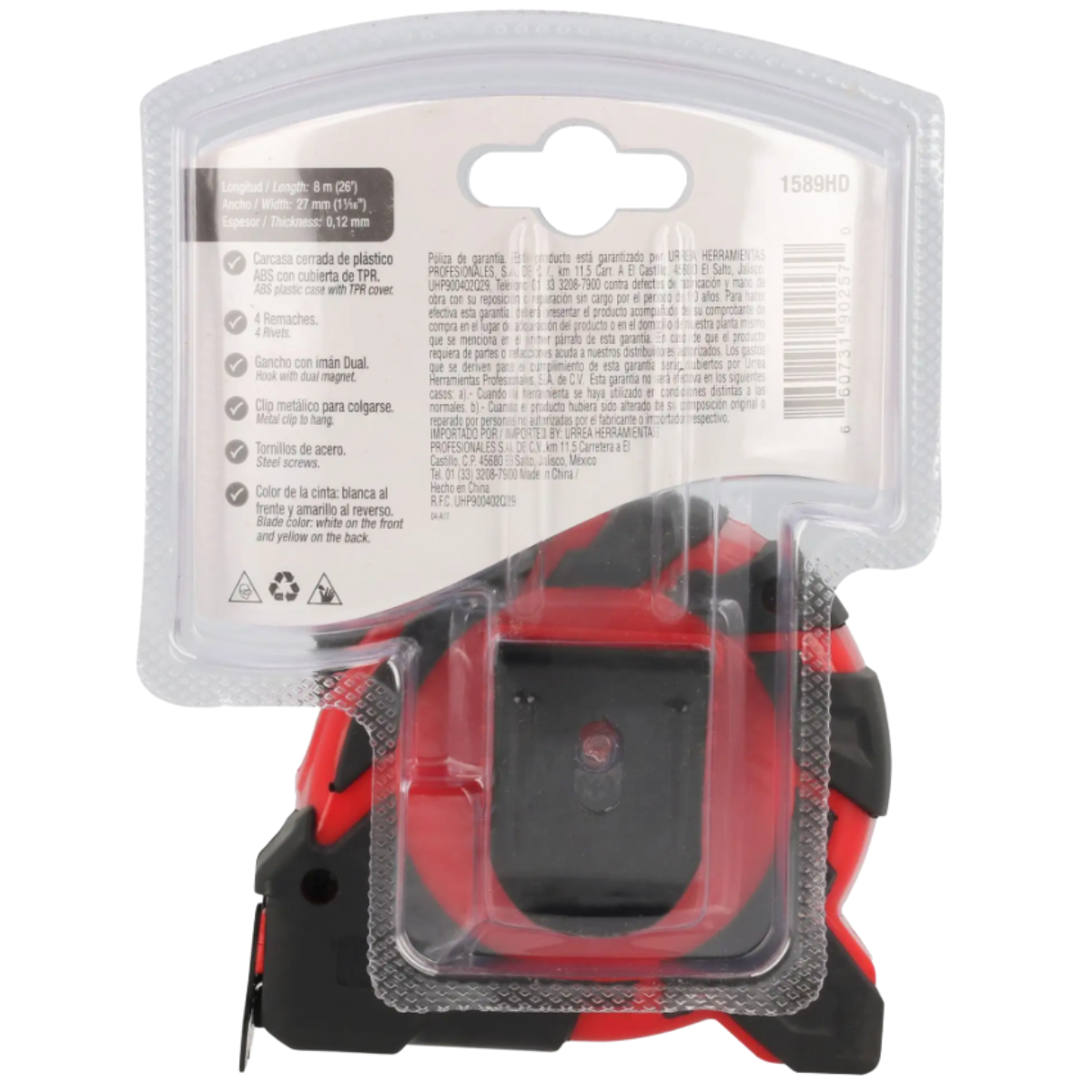 Flexómetro caucho ant-imp 8m