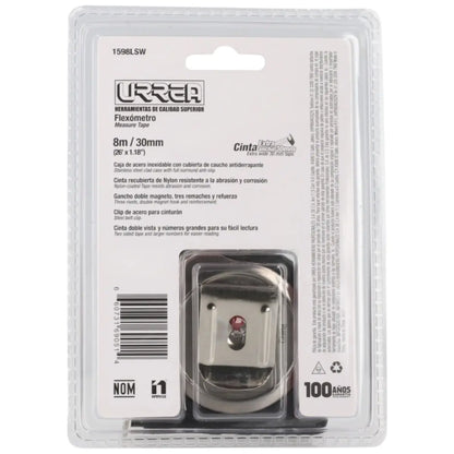 Flexómetro  inoxidable 8mx30mm Urrea