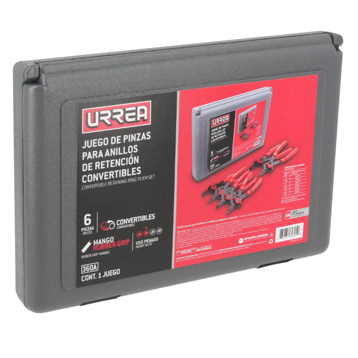 Juego de pinzas para anillos de retención convertibles con mariposa 6 piezas