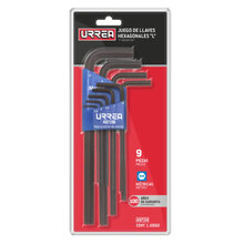 Juego de llaves hexagonales tipo "L", métricas, 9 piezas en blíster