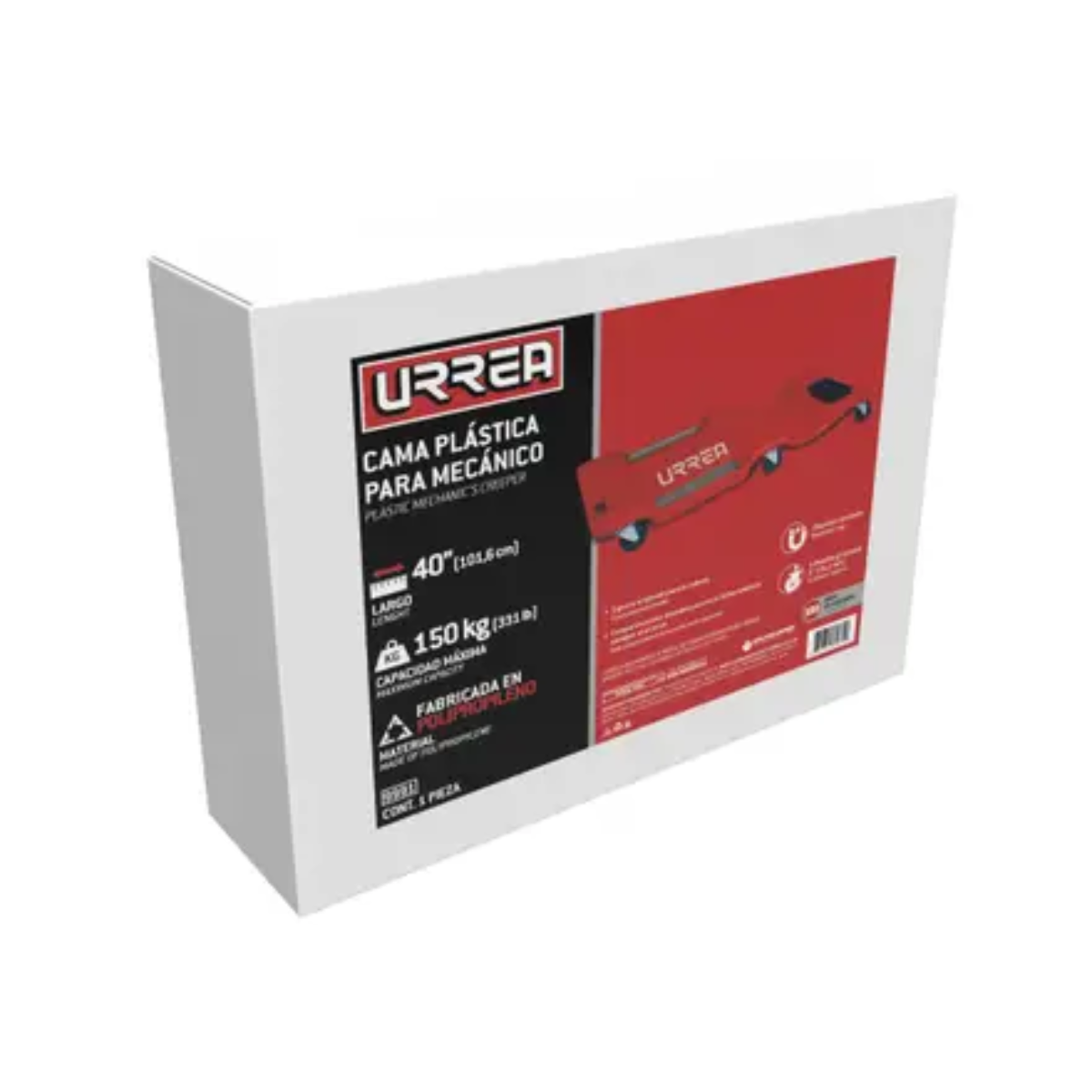 Cama p/Mecanico 9991 Urrea Plastica 6Ruedas Giratorias