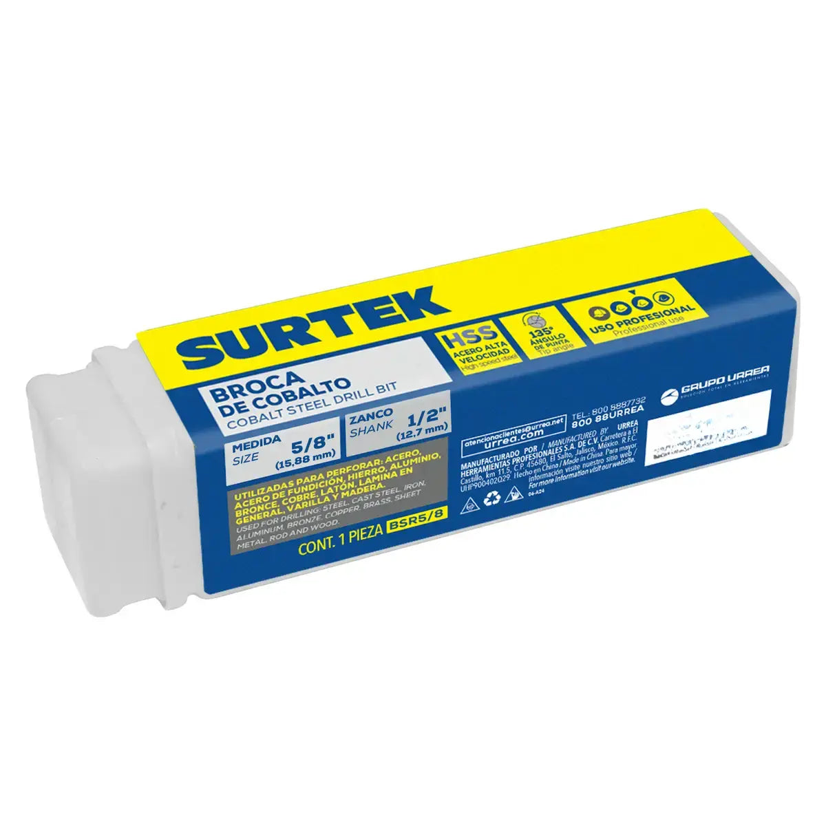 Broca C/Cobalto BSR5/8 Surtek Aceto Alta Velocidad - Lock
