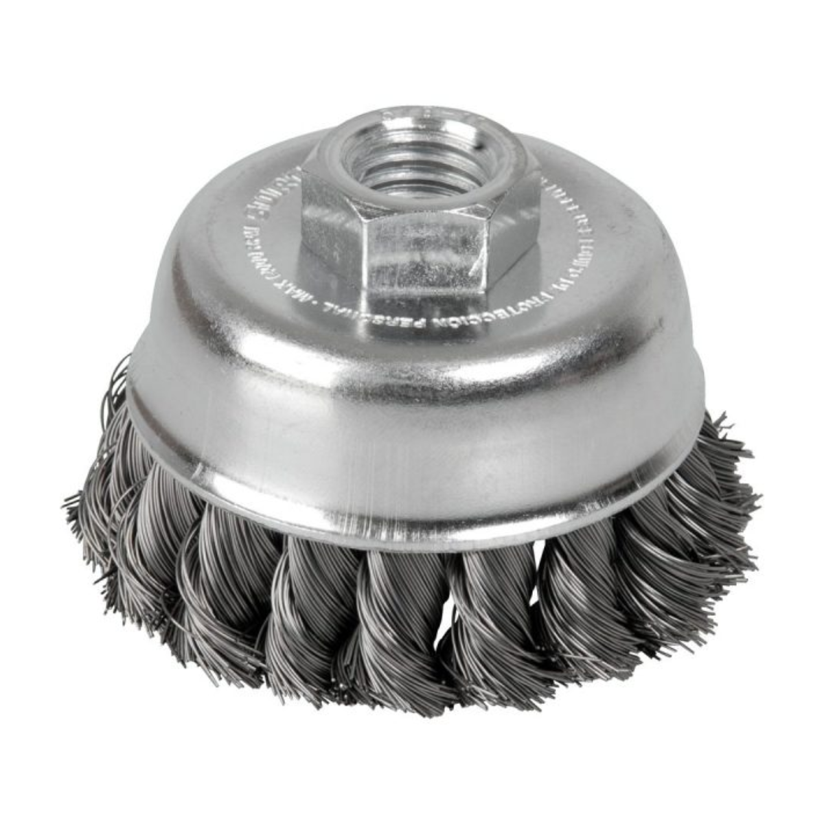 Carda Copa Trenzada Alambre Delgado Surtek 3" x 0.35 mm con Rosca 5/8"