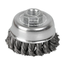 Carda Copa Trenzada Alambre Delgado Surtek 3" x 0.35 mm con Rosca 5/8"