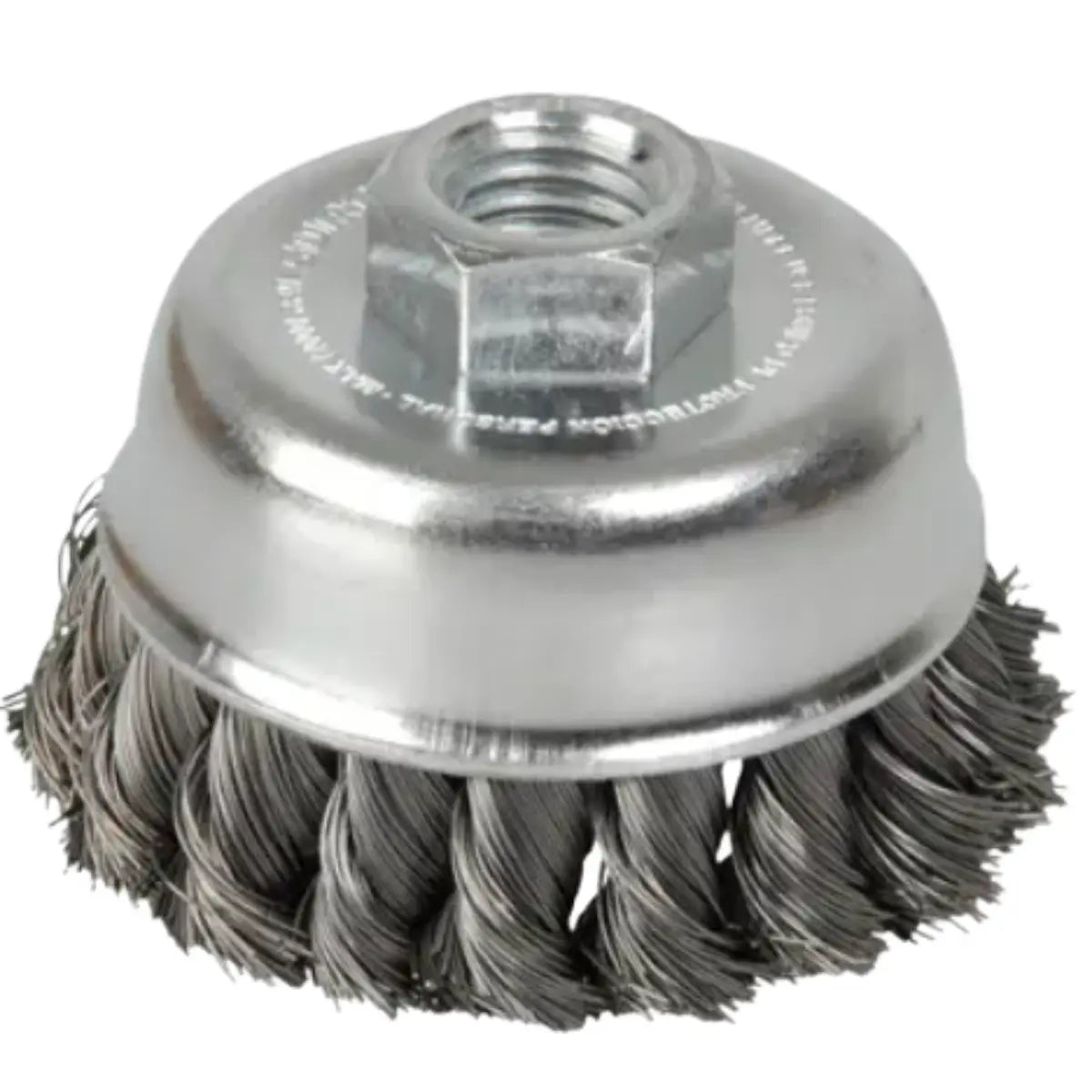 Carda copa trenzada alambre delgado 4x0.35 mm con rosca 5/8 - Lock - vista lateral