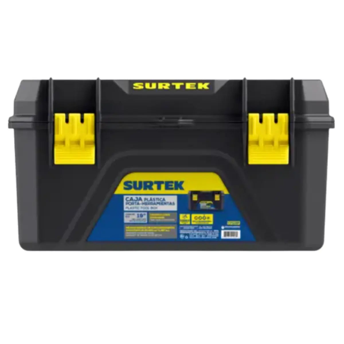 Caja portaherramientas plástica con broches plásticos y charola 19" Surtek - Lock - vista lateral