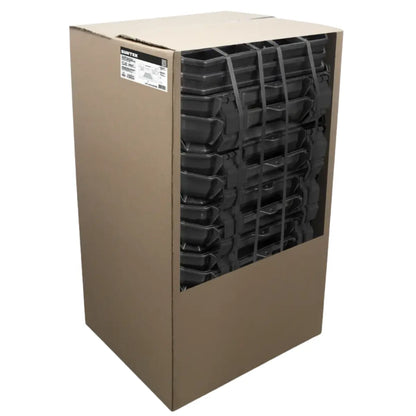 Juego de cajas portahta plástic con broches plásticos y charola negra tapa roja 19x10,15 piezas - Lock - vista lateral