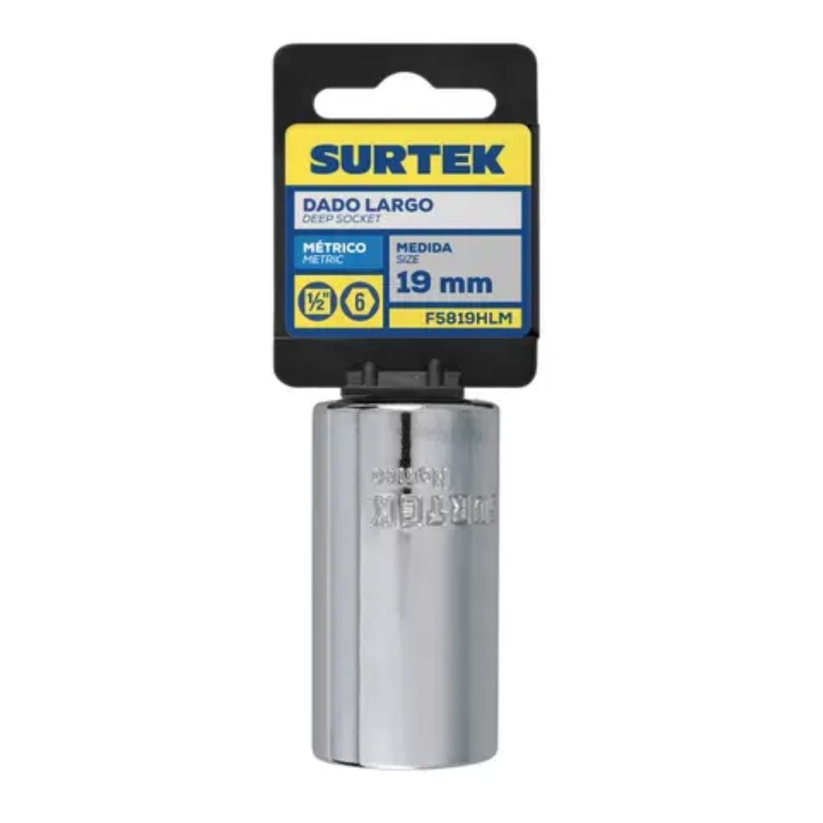 Dado Largo Cuadro 1/2" Surtek 6 Puntas Metrico 19 mm