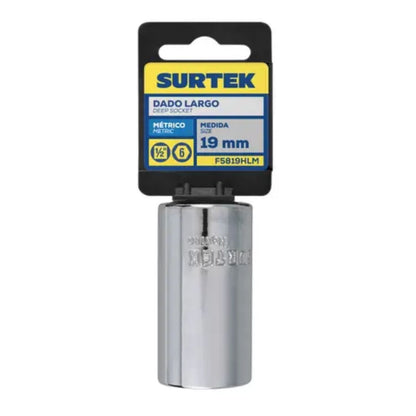 Dado Largo Cuadro 1/2" Surtek 6 Puntas Metrico 19 mm