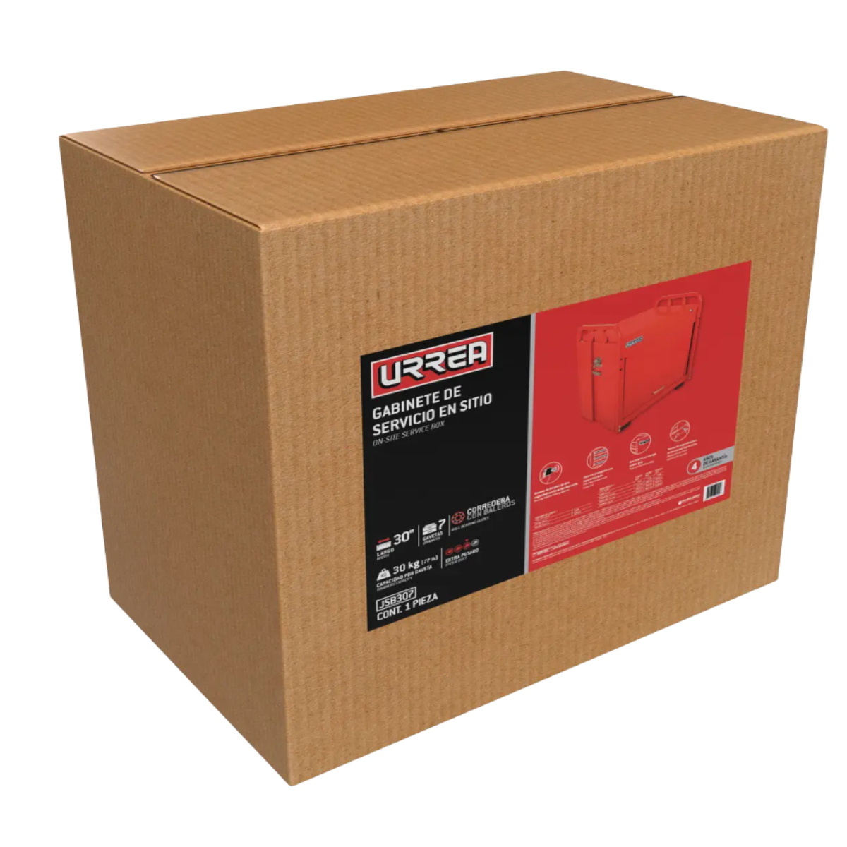 Gabinete de servicio en sitio con 7 gavetas color rojo 30