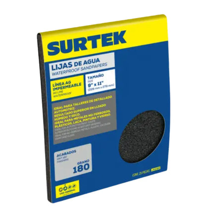 Lija de agua, grano 180 Surtek LAG180 - Lock - vista lateral