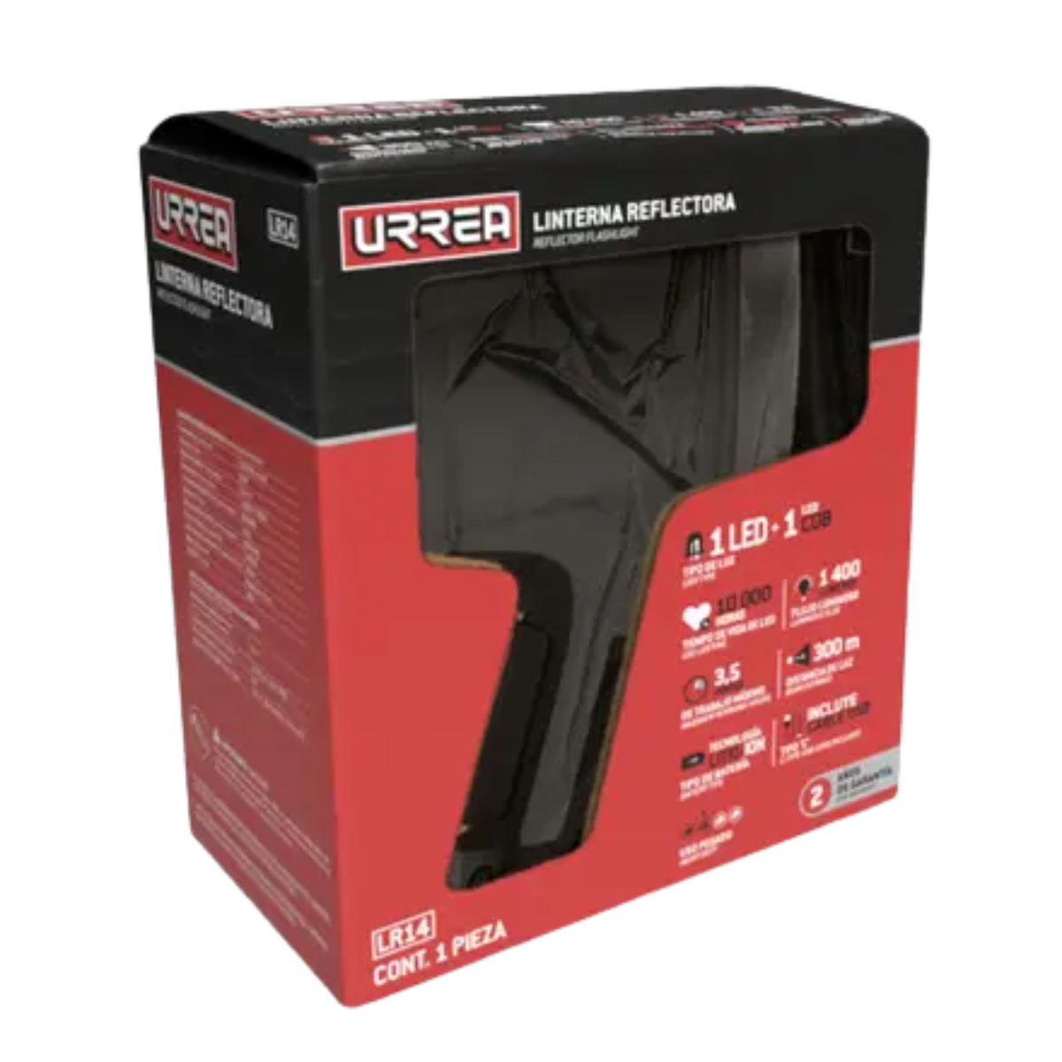 Linterna LED Reflectora LR14 Urrea a Prueba Agua Recargable