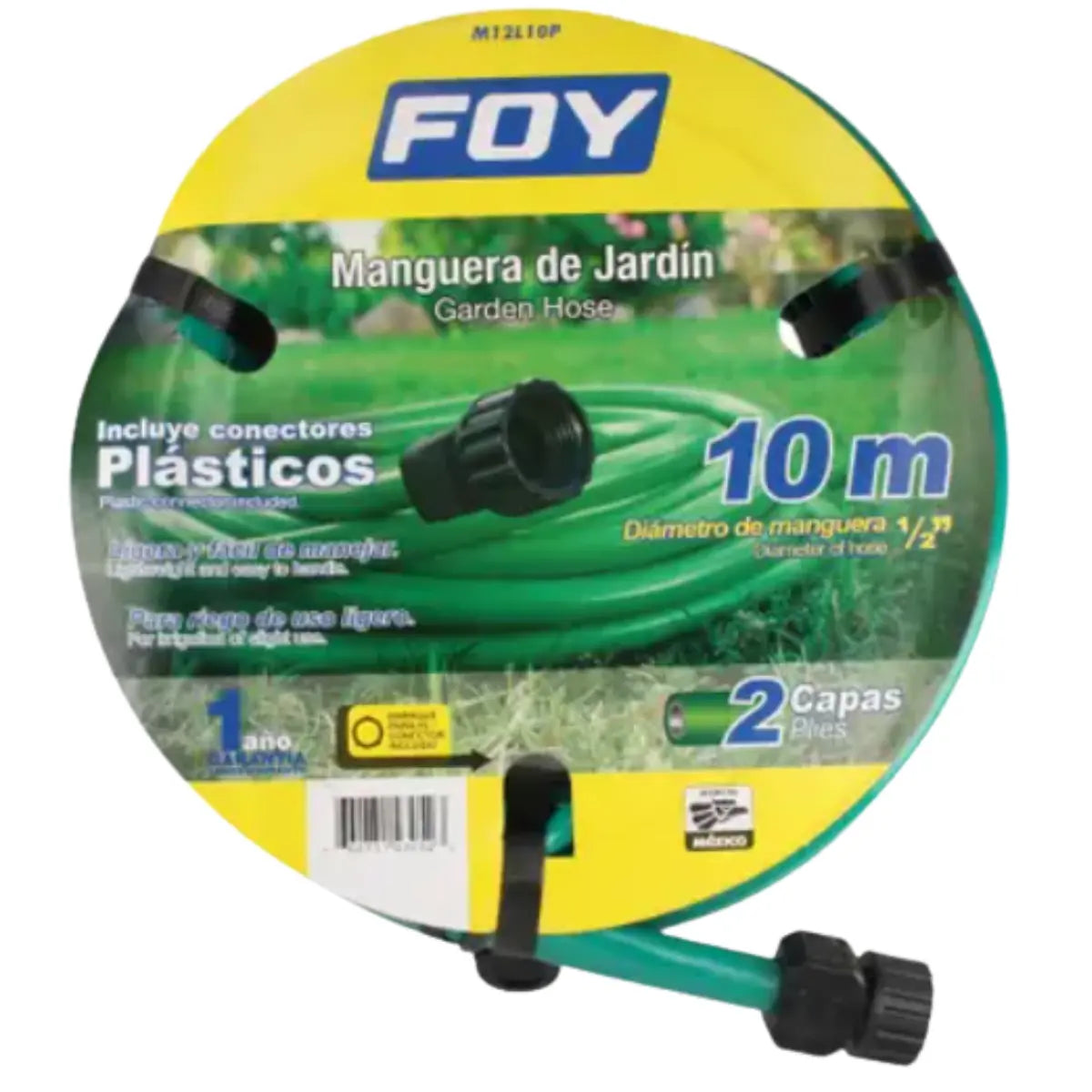 Manguera para jardín lisa con conector plástico 2 capas 1/2 10m Foy