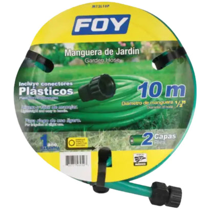 Manguera para jardín lisa con conector plástico 2 capas 1/2 10m Foy