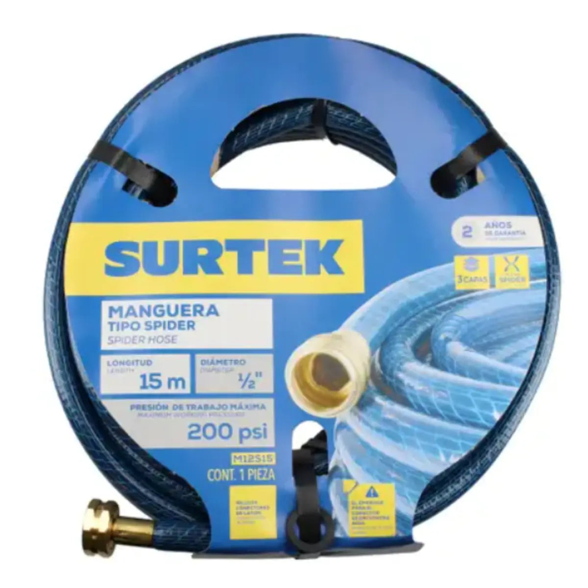 Manguera para jardín tejido spider con conector metálico 1/2 15m Surtek