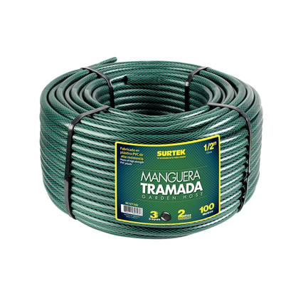 Manguera para Jardín Tramada en Rollo Verde 1/2″ 100 m Surtek