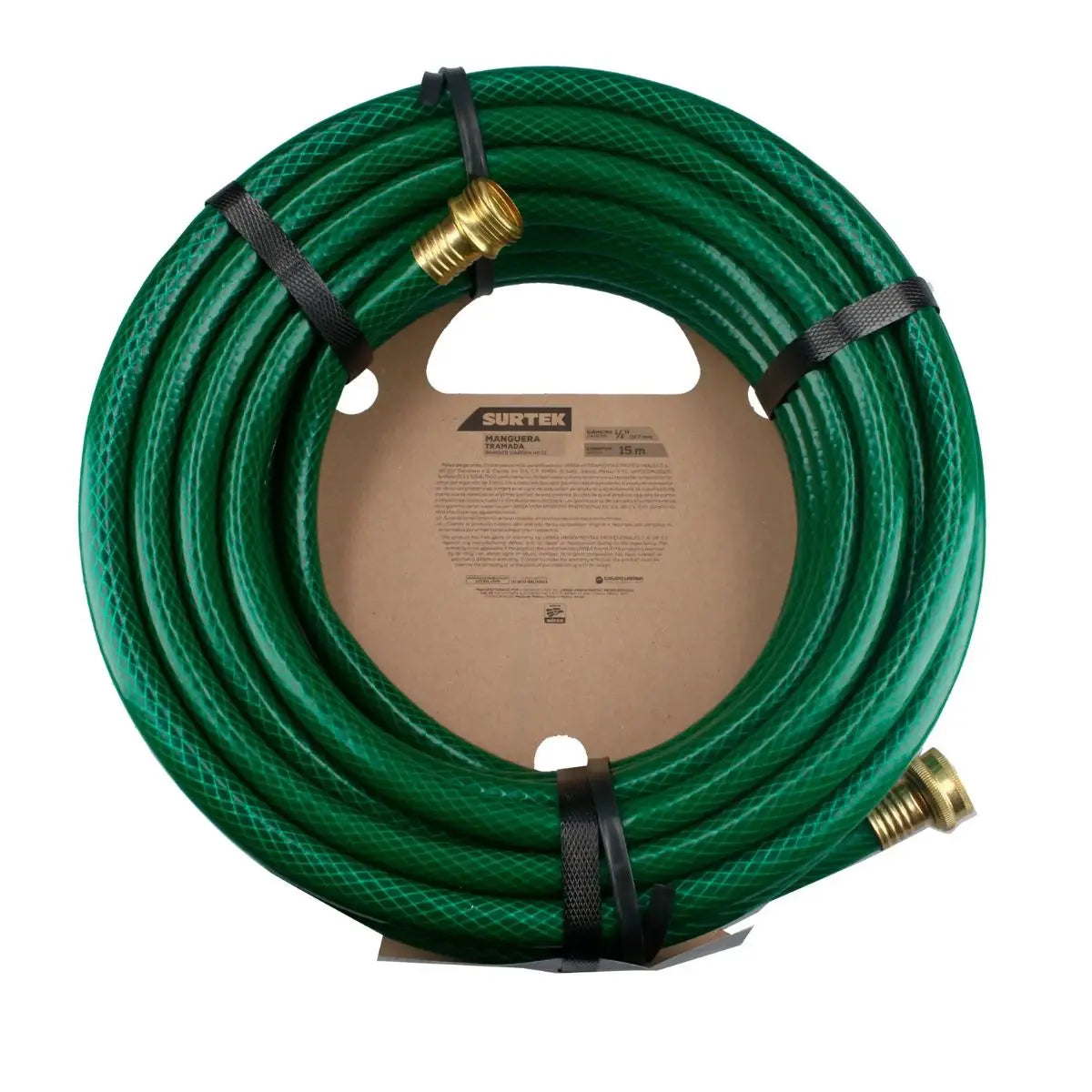 15m Manguera Jardín Surtek Tramada c/ Conector metálico 1/2" - Lock