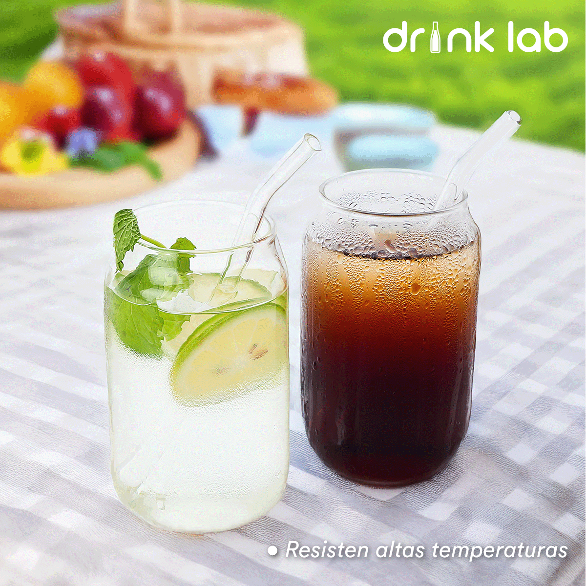 Set 6 Vasos Vidrio Tipo Lata Popote 400ml Hogar Cristal