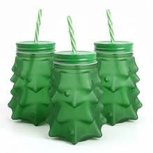 3pz Frasco Mason Arbol Navideño VERDE 580ml