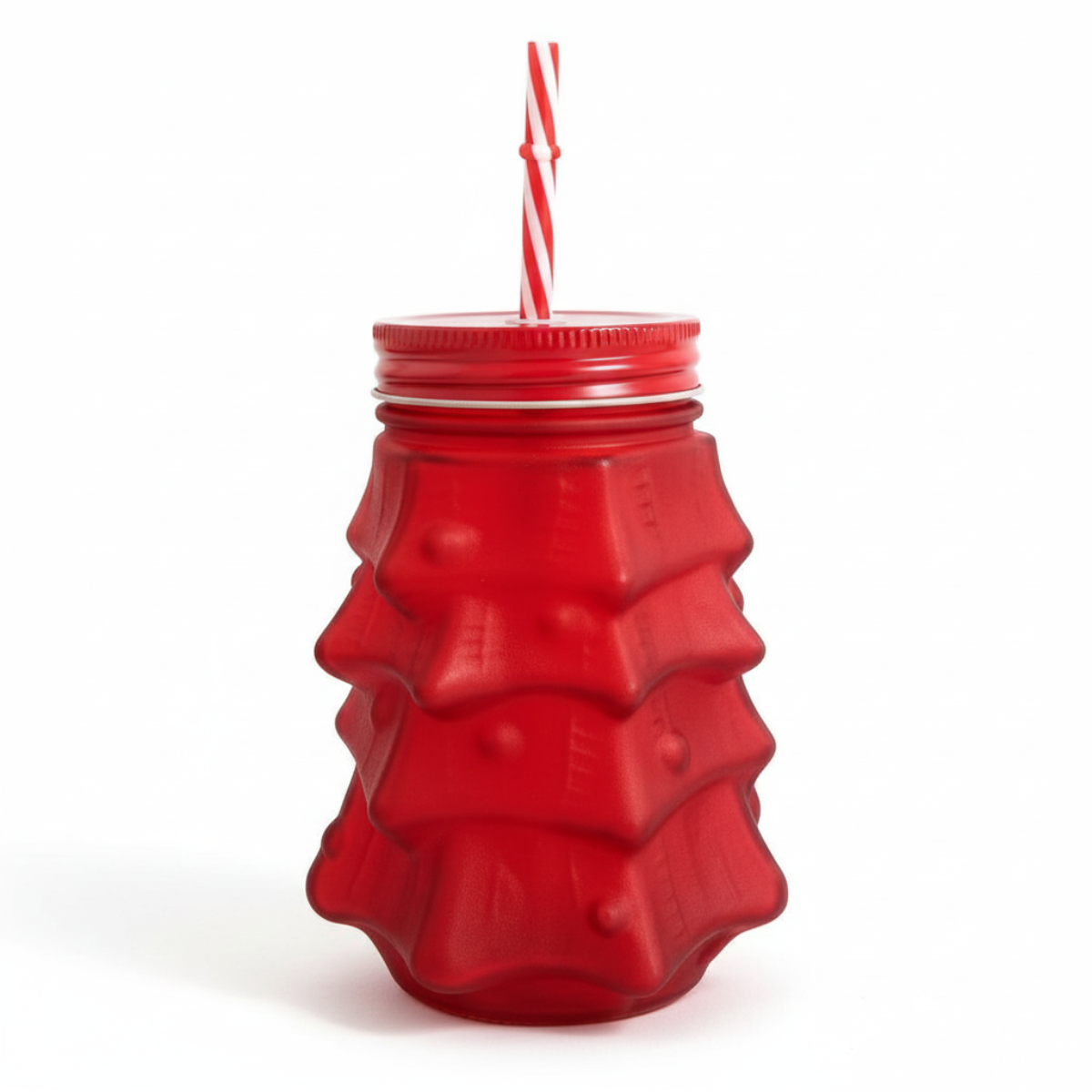 3pz Frasco Mason Arbol Navideño ROJO 580ml