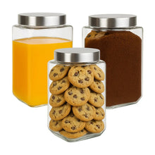 3pz Contenedores Cuadrados 2.1L Tapa Rosca Brocal Vidrio