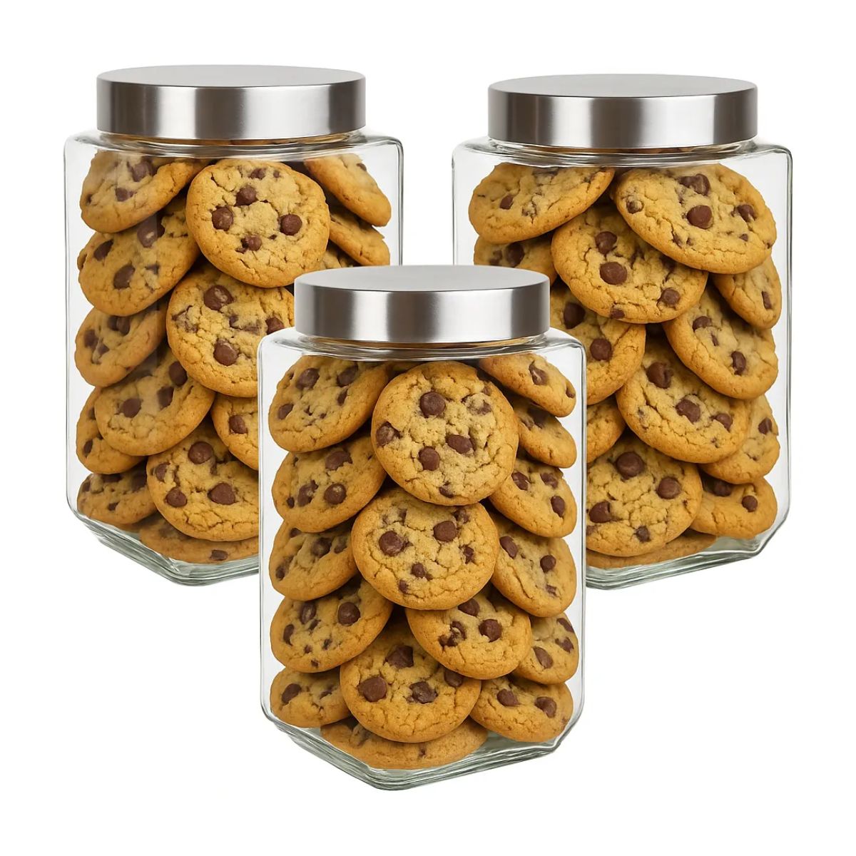 3pz Contenedores Cuadrados 2.1L Tapa Rosca Brocal Vidrio