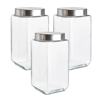 3pz Contenedores Cuadrados 2.1L Tapa Rosca Brocal Vidrio