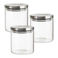 3pz Contenedores Lisos 650ml Borosilicato Vidrio Brocal Tapa