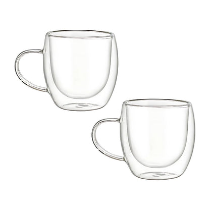 Set 2 Tazas Termicas Doble Pared Borosilicato 260ml Café Vittori