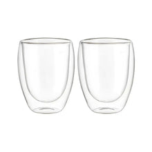 2 Vasos Vidrio Doble Pared Cristal Térmico 360 Ml Multiusos Transparente