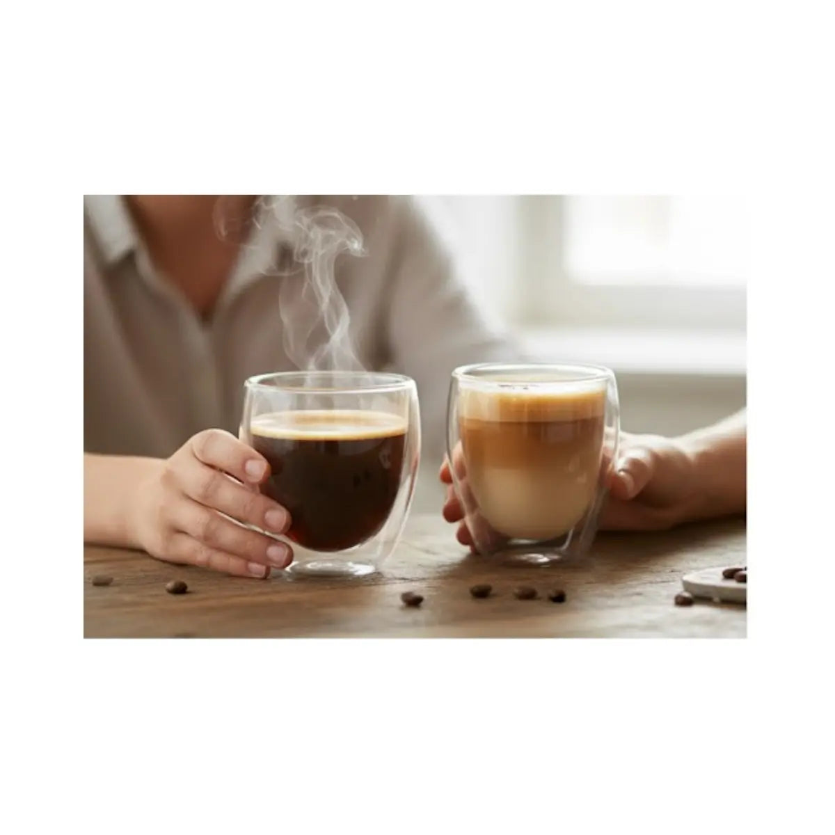 Set 2 Vasos de Vidrio con Doble Pared de Cristal Térmico 360 ML - Vittori - detalle