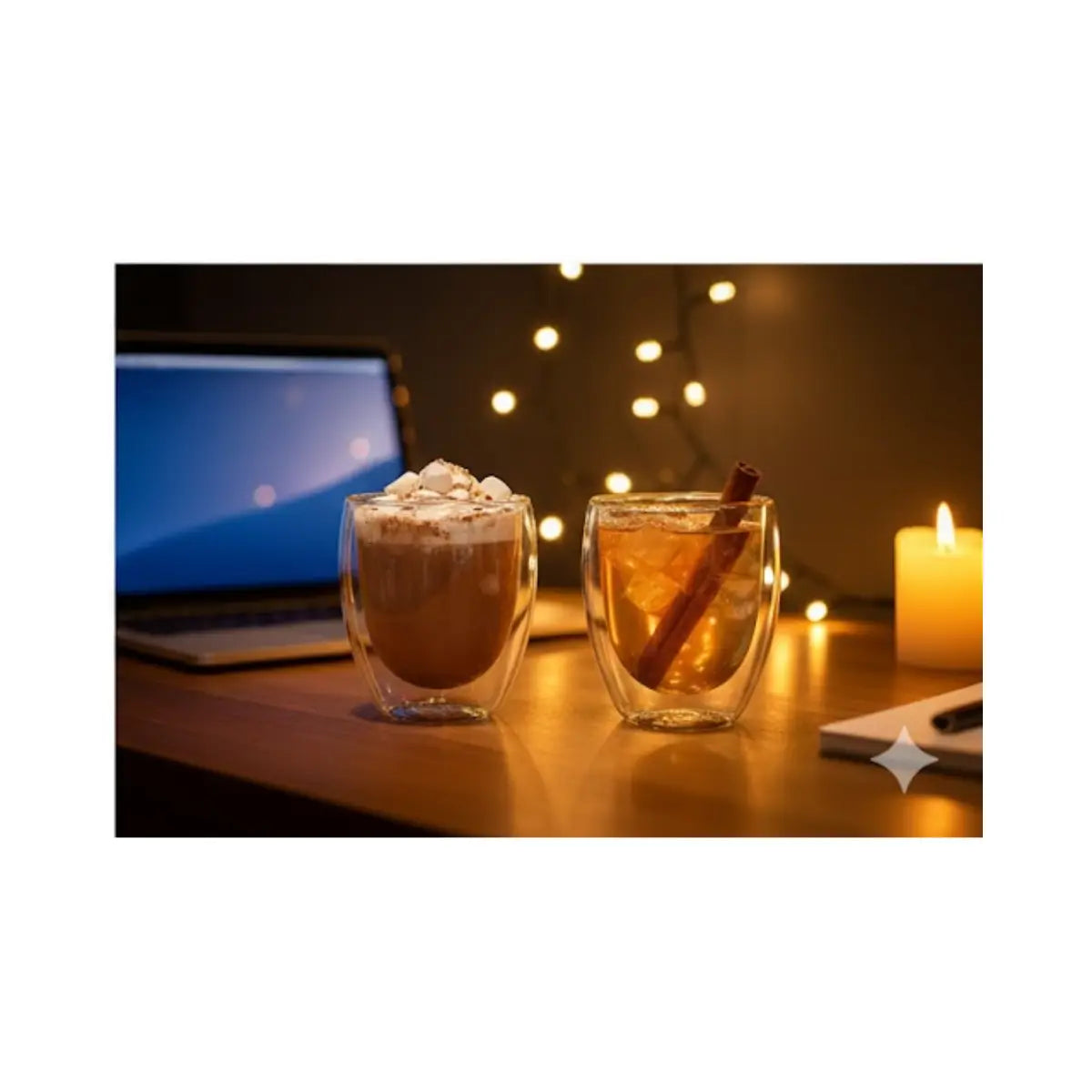 Set 2 Vasos de Vidrio con Doble Pared de Cristal Térmico 360 ML - Vittori