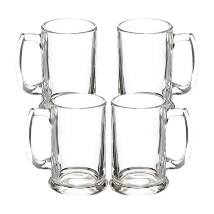 4pz Tarro Cervecero Liso 400ml Vidrio Transparente Cristal