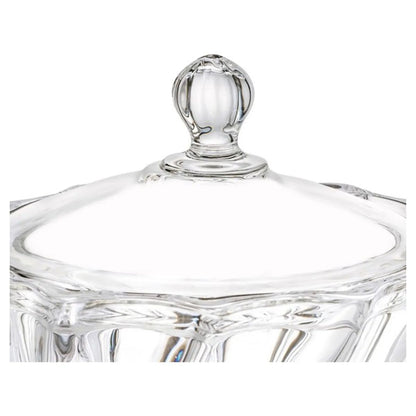 Set 2 Bombonera Azucarera Dalia Chica Vidrio Cristal C/tapa Color Transparente